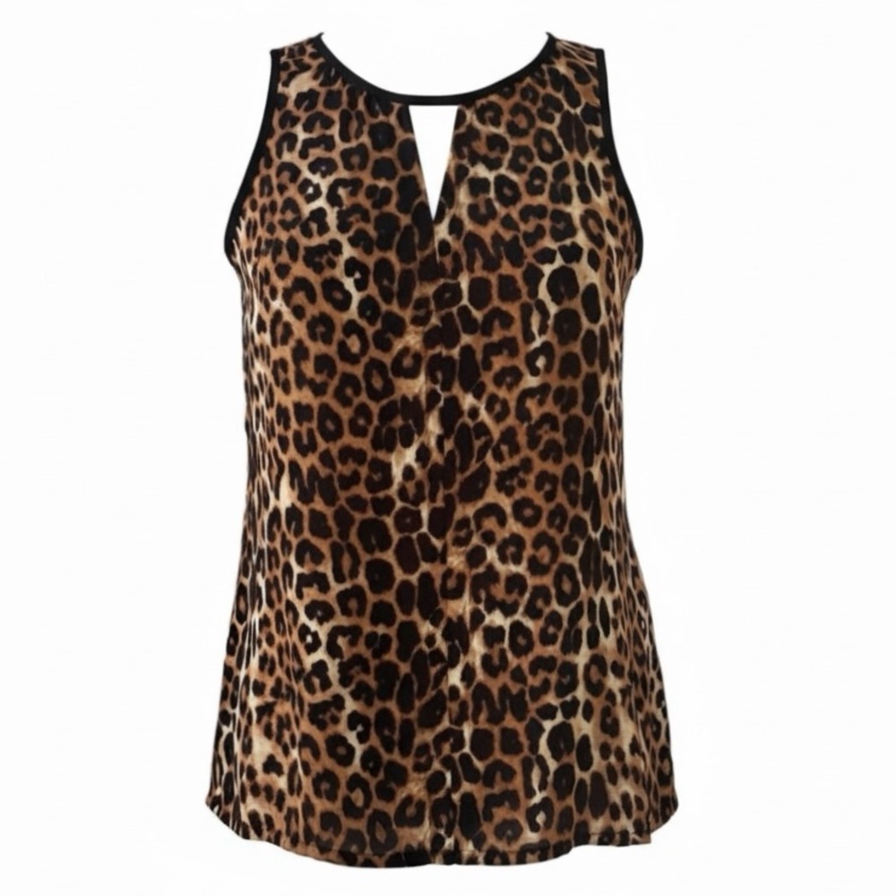 Express Black and Brown Leopard Print Sleeveless Blouse Size Small